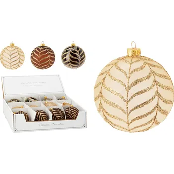 KOOPMAN Vánoční koule 80 mm, třpytivý zlatý dekor (mix 3 barev, cena /1 ks) 591664