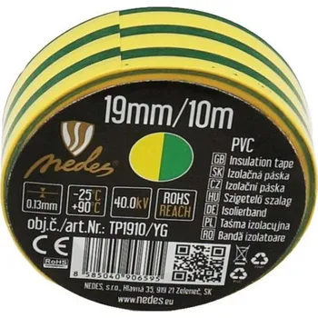 Izolační páska 19mm/10m žluto/zelená -TP1910/YG