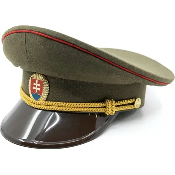 Brigadýrka důstojnická SK zlatý odznak, kšilt plast, červená linka ZELENÁ 53 - Skladem