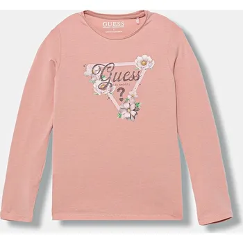 Dívčí tričko Dětské tričko s dlouhým rukávem Guess růžová barva, J5BI31 J1314 J5BI31.J1314.9BYA 03X, vel. 147-157