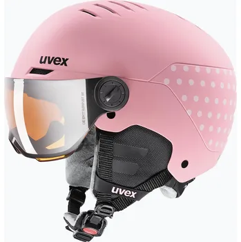 Dětská lyžařská helma UVEX Rocket Visor Jr pink confetti matt/mirror silver/lasergold lite