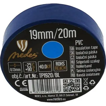 Izolační páska 19mm/20m modrá -TP1920/BL