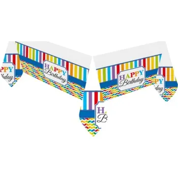 Jednorázový ubrus Amscan Happy Birthday - Papírový party ubrus 120 x 180 cm
