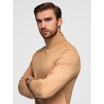 Pánský svetr Pánský svetr s rolákem a dlouhými rukávy – světle hnědý V5 OM-LSCL-0130