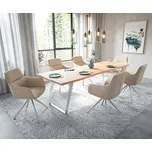 DELIFE Jídelní stůl Edge 260x100 cm akácie přírodní nerezová ocel stříbrná šikmý Live-Edge