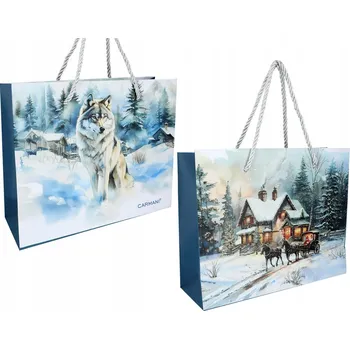 Dárková taška Velká papírová dárková taška cca 45x12x36 cm - Zima všude