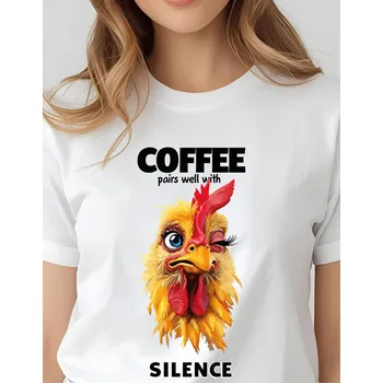 Dámské tričko Dámské tričko - Coffee slepice Barva: Růžová, Velikost: XL