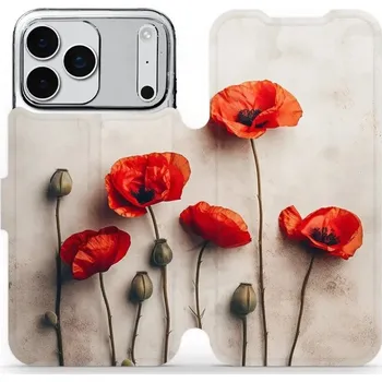 Pouzdro na mobilní telefon Flipové pouzdro Mobiwear - Apple iPhone 17 Pro Max - VP42S Vlčí máky (Knížkové flip pouzdro, obal, kryt na mobil Apple iPhone 17 Pro Max - VP42S Vlčí máky, materiál Umělá kůže + TPU - ochrana 360°, stojánek, silikonová vanička, magnetické zavírání)
