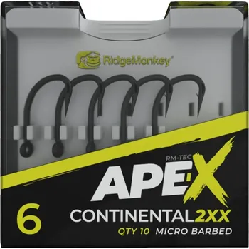 Rybářský háček RidgeMonkey Háček Ape-X Continental 2XX Barbed Velikost 4 10ks