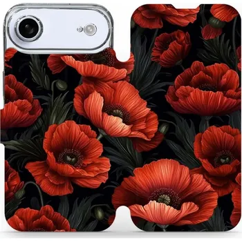 Pouzdro na mobilní telefon Flipové pouzdro Mobiwear - Apple iPhone Air - VP45S Temné červené květy (Knížkové flip pouzdro, obal, kryt na mobil Apple iPhone Air - VP45S Temné červené květy, materiál Umělá kůže + TPU - ochrana 360°, stojánek, silikonová vanička, magnetické zavírání)