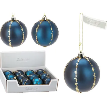 Vánoční dekorace KOOPMAN Vánoční koule 80 mm zdobená flitry (mix 2 barev, cena /1 ks) 591649