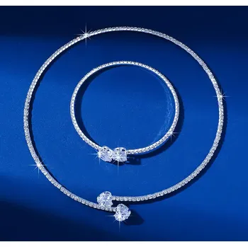 Souprava šperků B-TOP Štrasová postříbřená souprava Srdce s kamínky