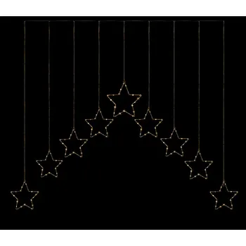 Vánoční světelný závěs Vánoční LED závěs s 9 hvězdami ve tvaru V, 1,3m, různé barvy na výběr Barva: Teplá bílá