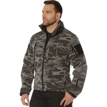 Pánská móda Bunda TACTICAL s kapucí softshell BLACK CAMO L - Skladem