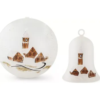 Vánoční ozdoba Sada vánočních skleněných ozdob 6x zvonek, 6x koule 12 ks