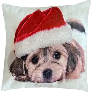 Dekorativní polštářek Vánoční dekorační polštářek Santa pes III