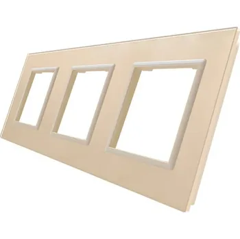 Elektrická zásuvka WELAIK rámeček na 3 zásuvky skleněný - ivory creme