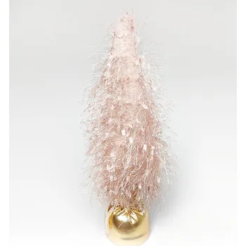 Vánoce Stromek s třásněmi, svítící, růžový, 29 cm