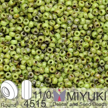 Korálek Korálky Miyuki Round 11/0. Barva 4515 Opaque Chartreuse Picasso. Balení 5g.