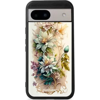 Lesklý kryt Mobiwear Glossy - Google Pixel 8A - G014G Krémové květy (Prémiové lesklé pouzdro, obal, kryt Mobiwear Glossy na mobil Google Pixel 8A - G014G Krémové květy, materiál Plast + TPU silikon - krytí po všech stranách, neošoupatelný potisk, tenké)