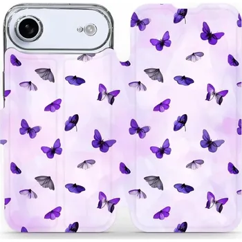 Pouzdro na mobilní telefon Flipové pouzdro Mobiwear - Apple iPhone Air - VP76S Fialoví motýlci (Knížkové flip pouzdro, obal, kryt na mobil Apple iPhone Air - VP76S Fialoví motýlci, materiál Umělá kůže + TPU - ochrana 360°, stojánek, silikonová vanička, magnetické zavírání)