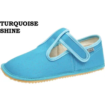 Dívčí bačkory Beda barefoot Bačkůrky - turquoise shine/tyrkysové třpytky, Boty Beda Velikost: 26