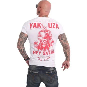 Pánská móda Pánské triko Yakuza Hey Satan 17023 white velikost: 5XL