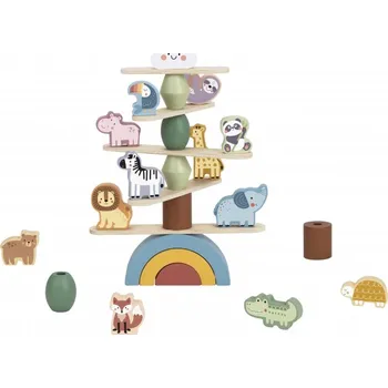 Dřevěná hračka Woopie Montessori balanční věž se zvířátky