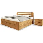 Postel Postelia BRUSSEL 140 x 200 cm - dub - Dřevěná postel z masivu, bukové manželské dvoulůžko o šíři masivu 3,7 cm