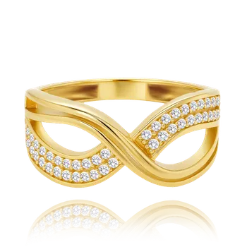 Módní doplněk Olivie MINET Luxusní zlatý prsten s bílými zirkony Au 585/1000 Velikost prstenu:: 59, Hmotnost (g): 2,9