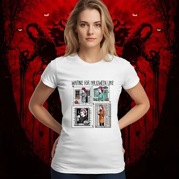 Dámské tričko - Waiting for Halloween Barva: Růžová, Velikost: 3XL, Střih: Dámské