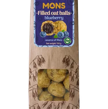 Čokoláda MONS Plněné ovesné kuličky s borůvkami 150 g
