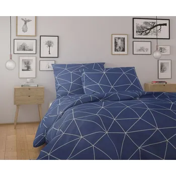 Povlečení Kvalitex Bavlněné povlečení NORDIC COLLECTION 140x200 + 70x90 cm - GRID modré