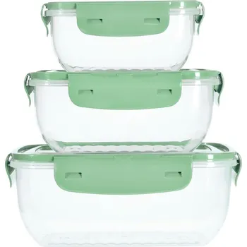 Dóza na potraviny EXCELLENT HOUSEWARE Dóza na potraviny sada 3 ks světle zelená