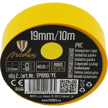Izolační páska 19mm/10m žlutá -TP1910/YE