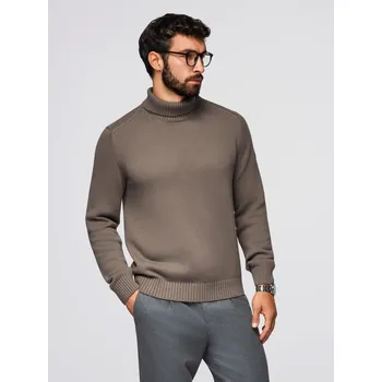 Pánský svetr Pánský pletený svetr Golf - šedohnědý V1 OM-SWTN-0163 - XXL