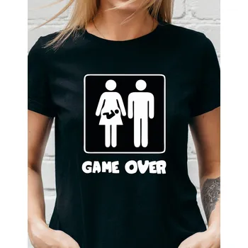 Dámské tričko - Game over Barva: Růžová, Velikost: 2XL
