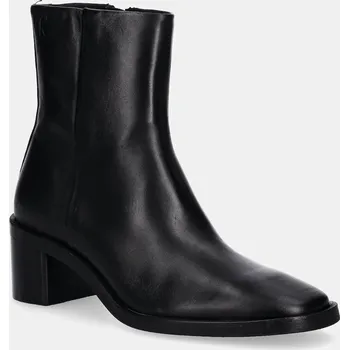 Dámské kozačky Kožené kotníkové boty Calvin Klein BLOCK HEEL ZIP BOOT LTH HW0HW02593 černá 99X, EUR 37