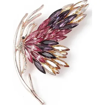 Brož Brož třpyt motýla s kamínky ametyst