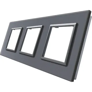 Elektrická zásuvka WELAIK rámeček na 3 zásuvky skleněný - tmavě šedý