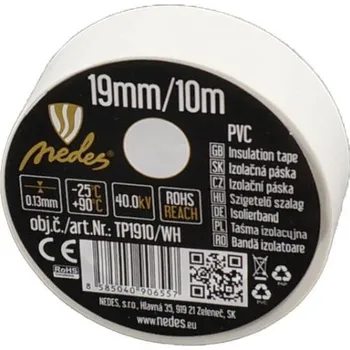 Izolační páska 19mm/10m bílá -TP1910/WH