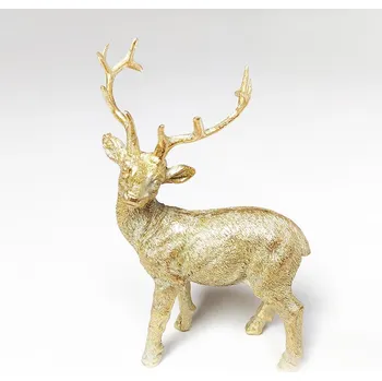 Vánoce Jelen, polyresin, zlatý, 12 x 8 cm