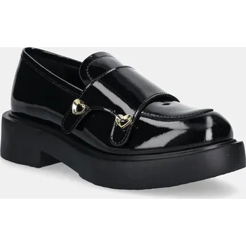 Dámské mokasíny Kožené mokasíny Love Moschino dámské, černá barva, na platformě, JA10104G1NIH0000 99X, EUR 41