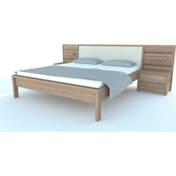 Postel Postelia MARINA BELLE Buk 160x200 - dřevěná postel z masivu o šíři 4 cm, včetně nočních stolků