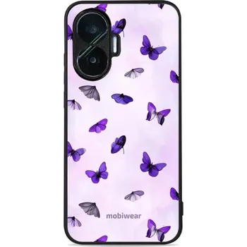 Pouzdro na mobilní telefon Lesklý kryt Mobiwear Glossy - Xiaomi Poco F7 - GP77G Fialoví motýlci (Prémiové lesklé pouzdro, obal, kryt Mobiwear Glossy na mobil Xiaomi Poco F7 - GP77G Fialoví motýlci, materiál Plast + TPU silikon - krytí po všech stranách, neošoupatelný potisk, tenké)
