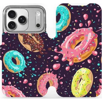 Pouzdro na mobilní telefon Flipové pouzdro Mobiwear - Apple iPhone 17 Pro - VP19S Donutky (Knížkové flip pouzdro, obal, kryt na mobil Apple iPhone 17 Pro - VP19S Donutky, materiál Umělá kůže + TPU - ochrana 360°, stojánek, silikonová vanička, magnetické zavírání)