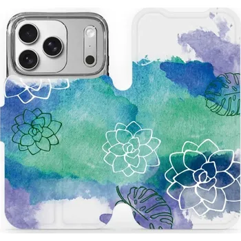 Pouzdro na mobilní telefon Flipové pouzdro Mobiwear - Apple iPhone 17 Pro - MG11S Vodovkové květy (Knížkové flip pouzdro, obal, kryt na mobil Apple iPhone 17 Pro - MG11S Vodovkové květy, materiál Umělá kůže + TPU - ochrana 360°, stojánek, silikonová vanička, magnetické zavírání)