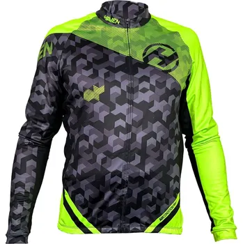 cyklistický dres Dres zateplený HAVEN STRATO men black/green, velikost 3XL (Zateplený dres)