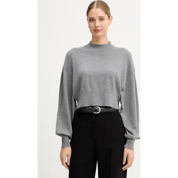 Dámský svetr Svetr s příměsí vlny United Colors of Benetton šedá barva, s pologolfem, 1Y6SD2041 90X, vel. M