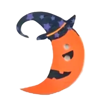 Knoflík Knoflík dřevěný - půlměsíc s kloboukem (2,5 x 3,0 cm)